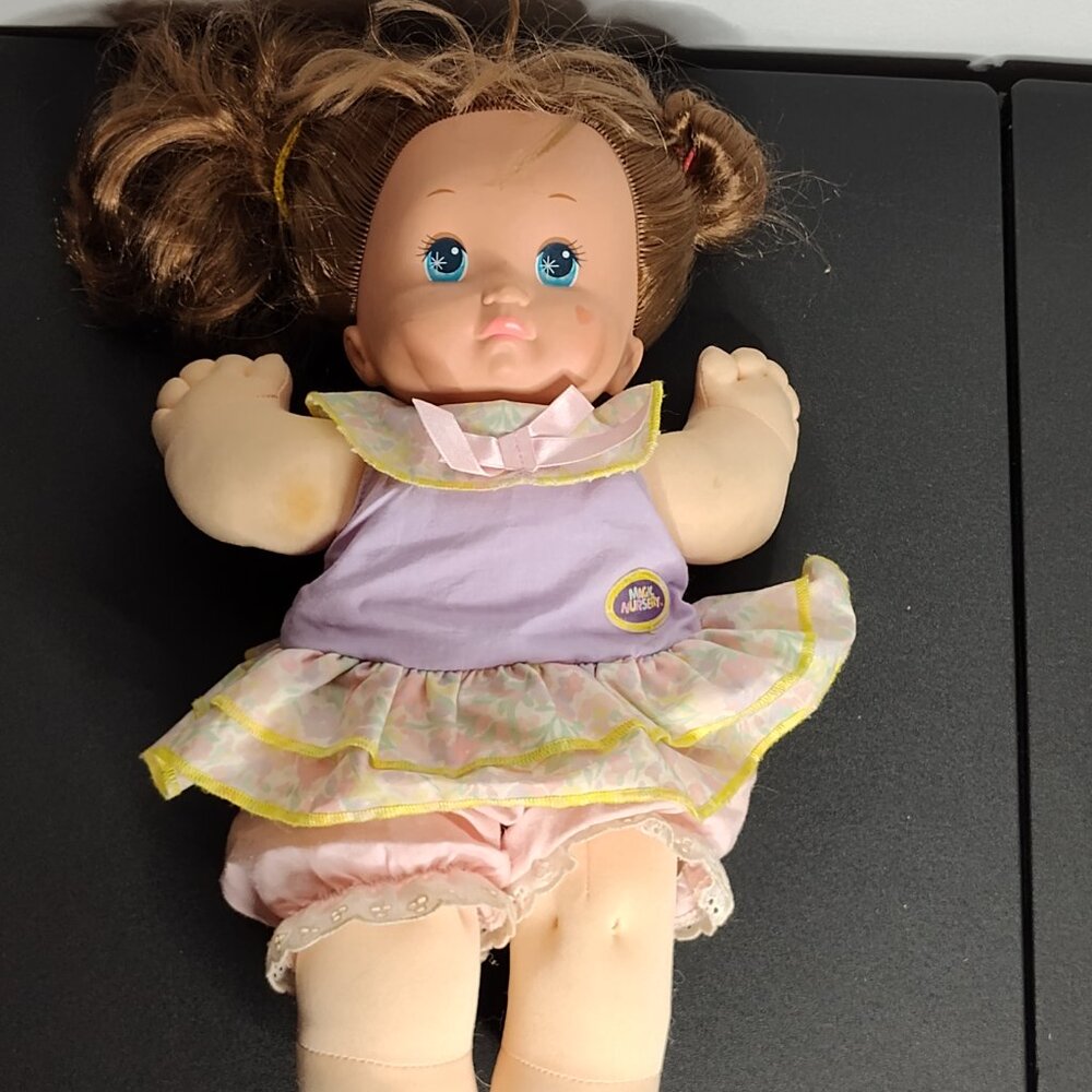 Vintage 1989 Magic Nursery 15" Doll Mattel With Clothes Brown Hair Blue Eyes